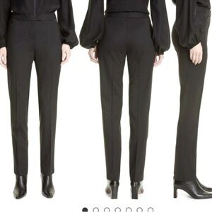 Lafayette 148 Black Irving Virgin Wool Slim Trousers Size 8